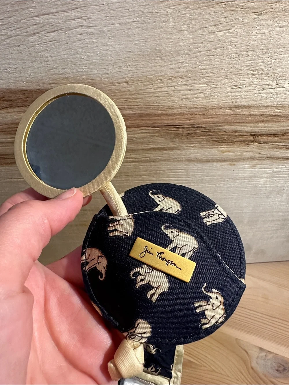 Jim Thompson Elephants Navy Cosmetic Bag w/ Mirror